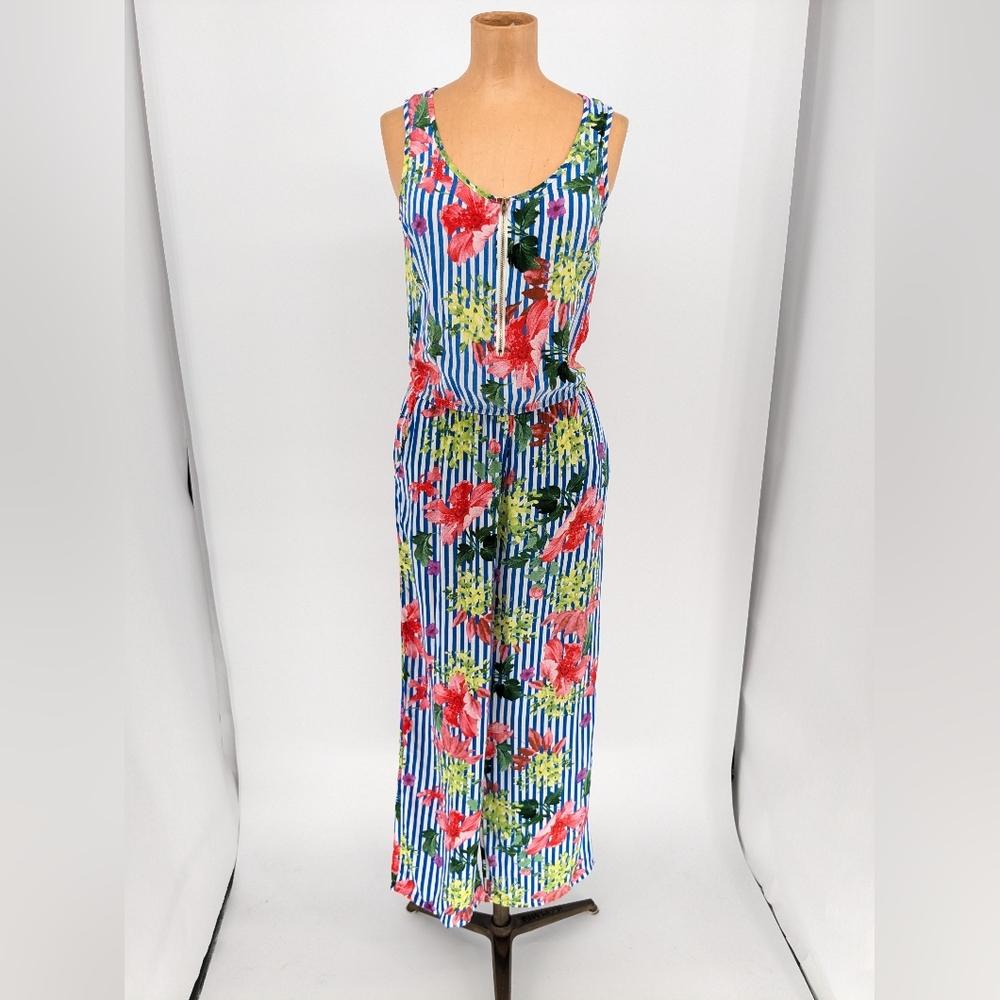 Anthropologie Me 2 Magic Floral Striped Sleeveless Jumpsuit Size Small Summer